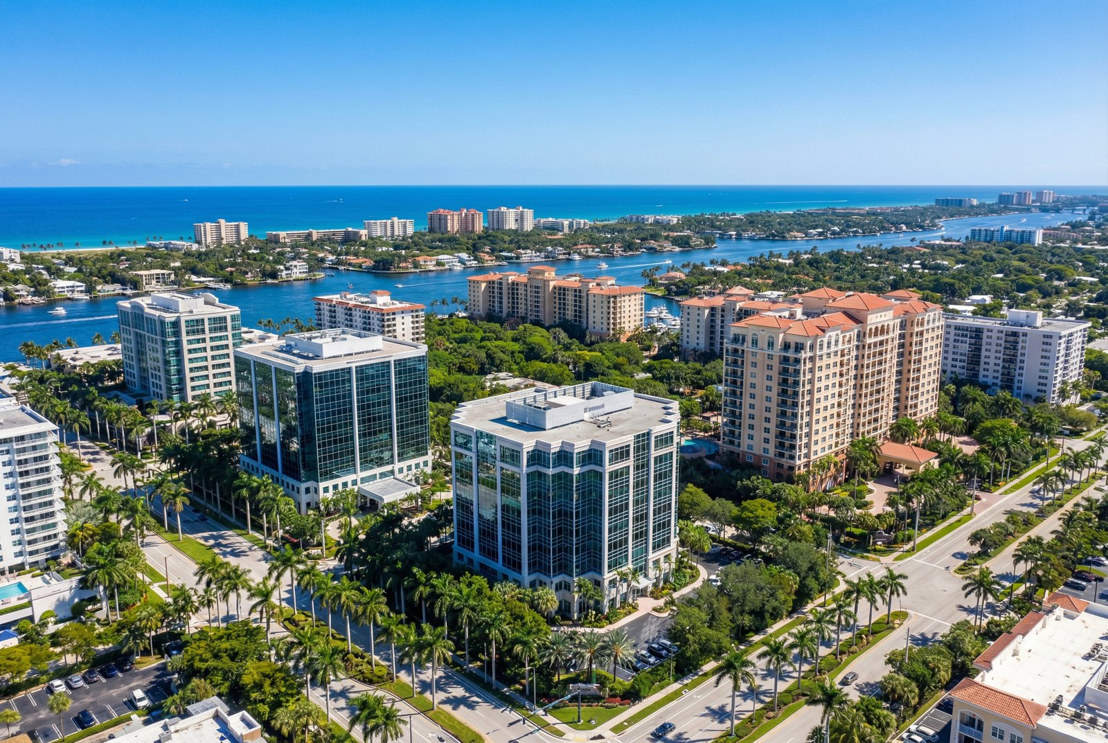 Boca Raton downtown aerial with Intracoastal