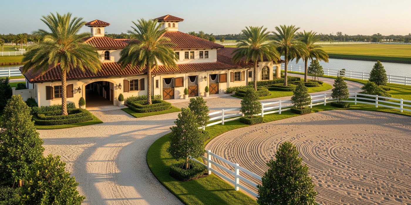 Wellington FL luxury equestrian estate aerial view